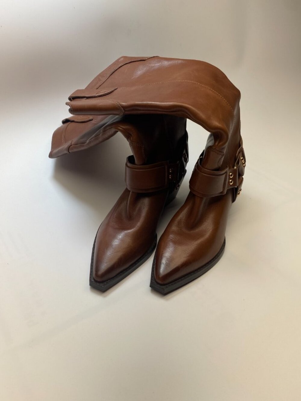 Marc Fisher LTD Womens Rally Leather Strap-and-Grommet Western Brown Boots Sz 7 - Picture 6 of 11
